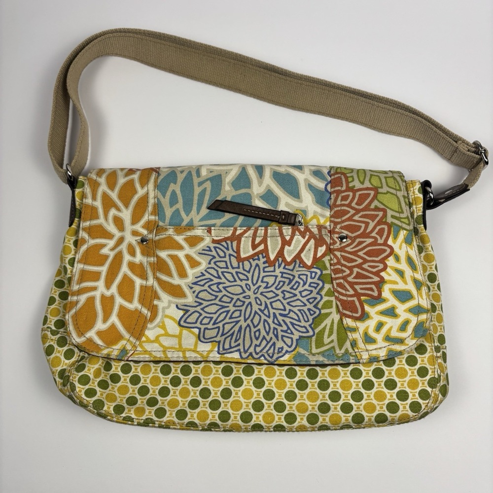 Relic by Fossil Shoulder Crossbody Canvas Cotton  Multicolor Floral‎ Print Flap